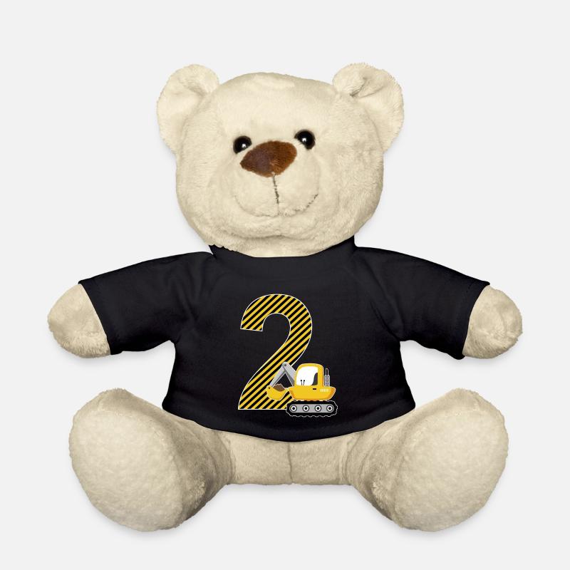 2. Geburtstag Geschenk Bagger Zahl 2 Jahre Jungen - Teddy - Schwarz