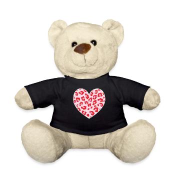 Leopardenmuster Rosa Herzform Tier Gepard Prin - Teddy - Schwarz - Vorne