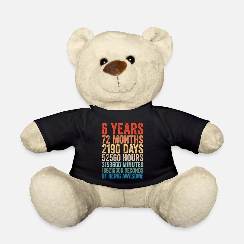 6. Geburtstag 6 Jahre Retro Geschenk Vinatge - Teddy - Schwarz