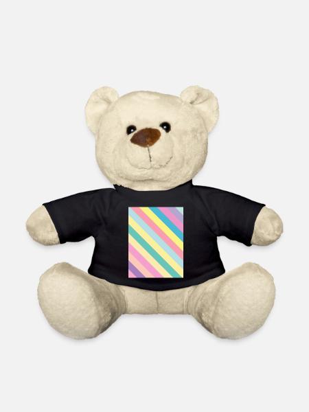 Oblique pastel stripes - sloped stripes - Teddy Bear - black