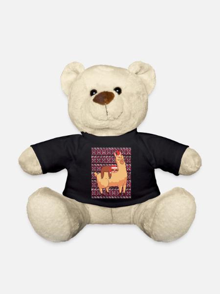 Ugly Christmas Sweater Faultier mit Alpaka - Teddy - Schwarz