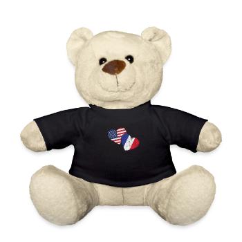 USA Frankreich Herz Flagge Amerikanisches Französisch - Teddy - Schwarz - Vorne