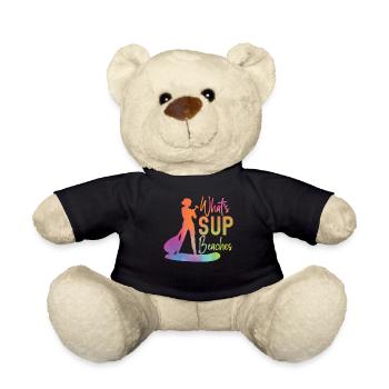 SUP Paddleboard Girl Watercolor - Teddy Bear - black - Front