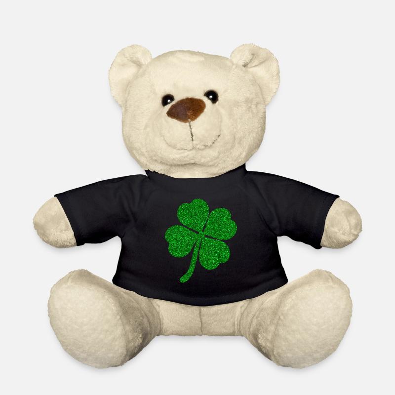 vierblättriges Kleeblatt Glücksklee Glücksbringer - Teddy - Schwarz
