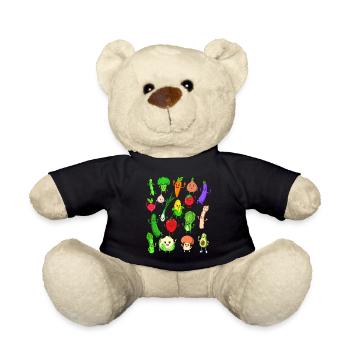 Comic Kawaii Gemüse - Teddy - Schwarz - Vorne