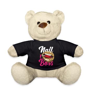 Nail Tech Quote Work Uniform Nail - Teddy Bear - black - Front