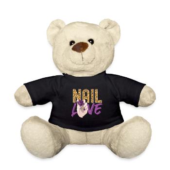 Nail Tech Quote Work Uniform Nail - Teddy Bear - black - Front