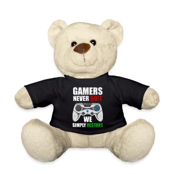 Gamers never give up, they just restart nerd - Teddy Bear - black - Front