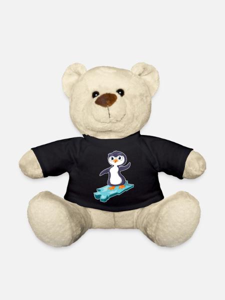 Penguin surfs on an ice floe - Teddy Bear - black