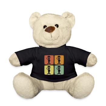Funny Vintage Alien Retro UFO - Teddy Bear - black - Front