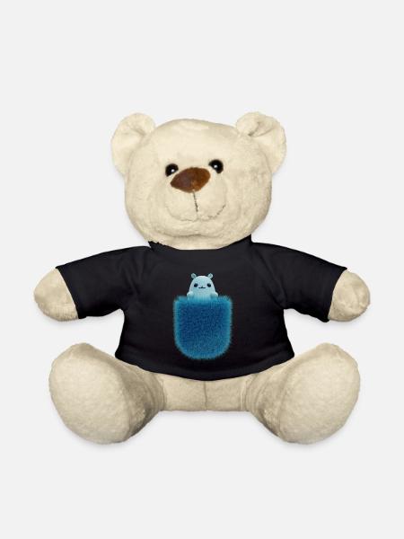Flauschige Brusttasche mit Spielzeugtier - Teddy - Schwarz