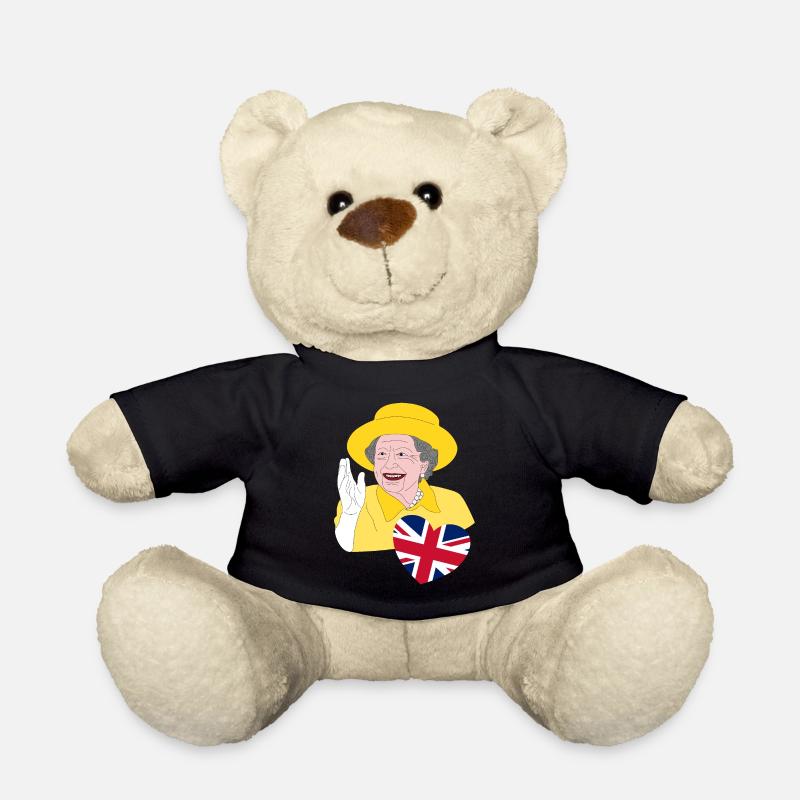 La reine britannique Elizabeth II avec Union Jack - Nounours - noir
