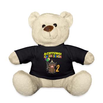 Achtung Ich Bin Schon 2 Geburtstag Büffel Bison - Teddy - Schwarz - Vorne