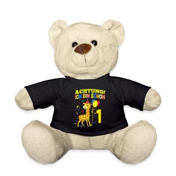 Achtung Ich Bin Schon 1 Geburtstag Giraffe - Teddy - Schwarz - Vorne
