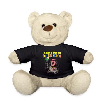 Achtung Ich Bin Schon 5 Tier Geburtstag Spinne - Teddy - Schwarz - Vorne