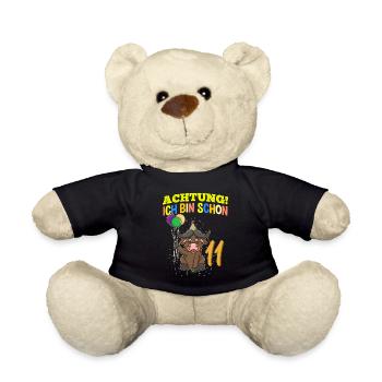 Achtung Ich Bin Schon 11 Geburtstag Büffel Bison - Teddy - Schwarz - Vorne