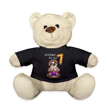 Ich bin sieben Faultier zum 7. Geburtstag - Teddy - Schwarz - Vorne