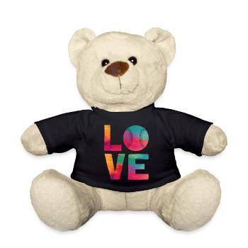 Baseball Fan Watercolor Love - Teddy Bear - black - Front