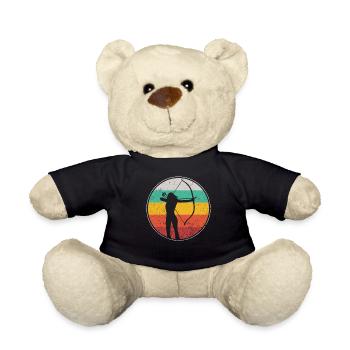 Archery Bow Archer Girl Retro - Teddy Bear - black - Front