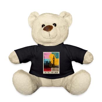 London England UK City Skyline Stamp Colorful - Teddy Bear - black - Front