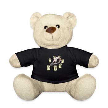 Schädel und Kerzen - Gothic Krähenschädel - Teddy - Schwarz - Vorne
