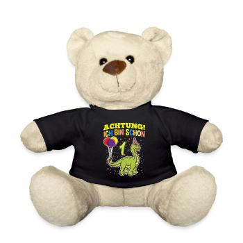 Achtung Ich Bin Schon 1 Geburtstag Brachiosaurus - Teddy - Schwarz - Vorne