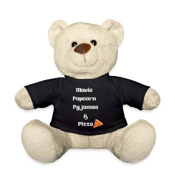A movie, popcorn, pajamas and pizza - Teddy Bear - black - Front