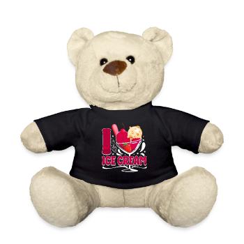 Crème glacée Coeur J’aime la crème glacée - Nounours - noir - Devant