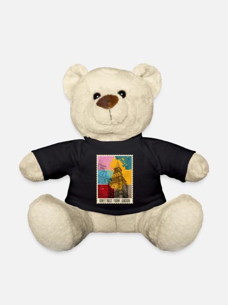 London England UK City Skyline Stamp Colorful - Teddy Bear - black