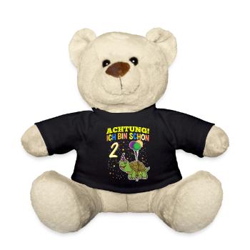 Achtung Ich Bin Schon 2 Geburtstag Schildkröte - Teddy - Schwarz - Vorne