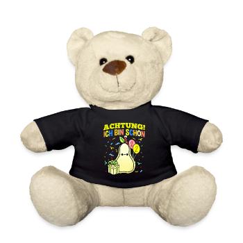 Achtung Ich Bin Schon 2 Geburtstag Birne - Teddy - Schwarz - Vorne