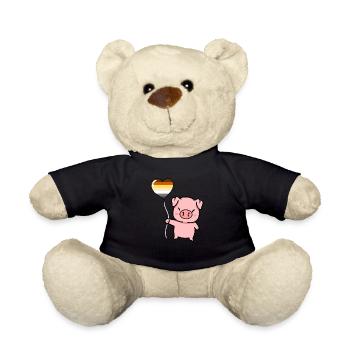 Schwein Herzballon Gay Bear Pride - Teddy - Schwarz - Vorne