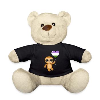 Sloth Heart Balloon Genderqueer - Teddy Bear - black - Front
