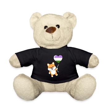 Shiba Inu Herzballon Genderqueer - Teddy - Schwarz - Vorne