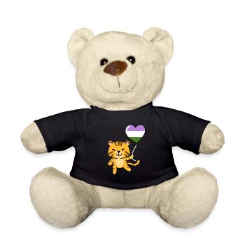 Tiger Heart Balloon Genderqueer Pride - Teddy Bear - black - Front