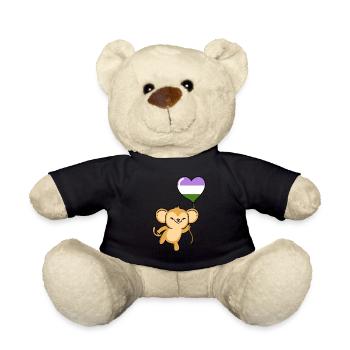 Affe Herzballon Genderqueer Pride - Teddy - Schwarz - Vorne