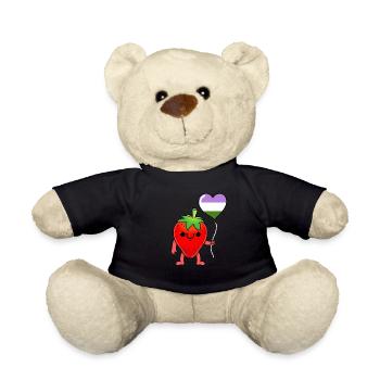 Erdbeer Herzballon Genderqueer Pride - Teddy - Schwarz - Vorne