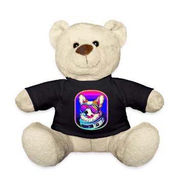 Futuristic Corgi Synthwave Dog Welsh - Teddy Bear - black - Front