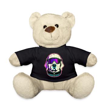 Labrador Vaporwave Dog Gift Retriever - Teddy Bear - black - Front