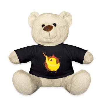 Trumpet Player Girl Chicken - Teddy Bear - black - Front