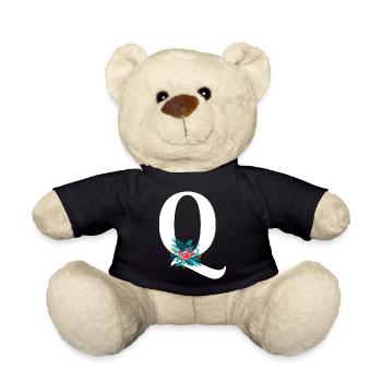letter Q flowered - Teddy Bear - black - Front