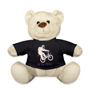astronaut cyclist ride bike to the stars - Teddy Bear - black - Front