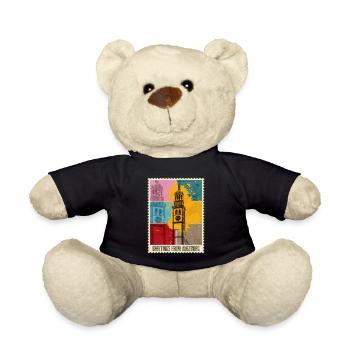 Augsburg Germany City Skyline Postage Stamp Colorful - Teddy Bear - black - Front