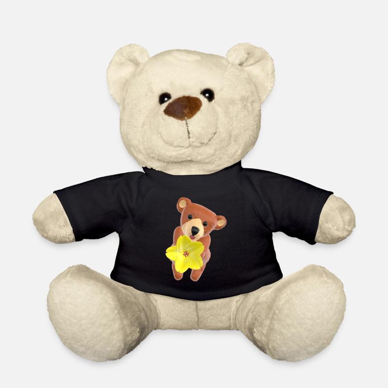 Teddy mit Blume und Kussmund 3D - Teddy - Schwarz