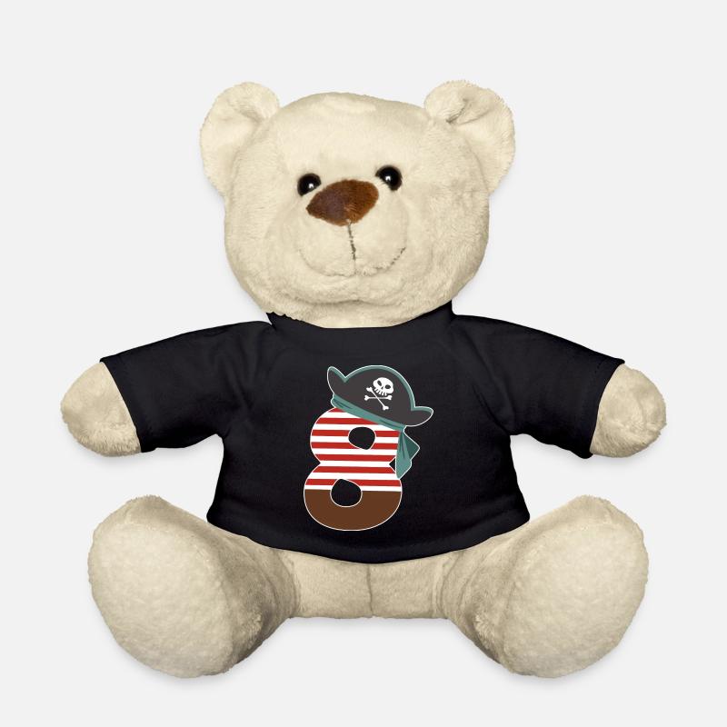 Ich bin Acht 8 / Pirat Geburtstag Party Geschenk - Teddy - Schwarz