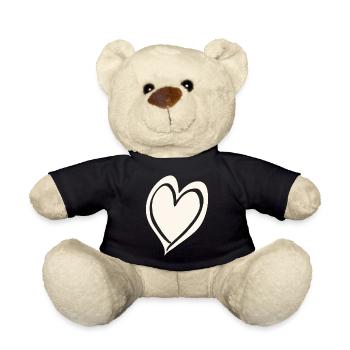 Herz weiß schwarz - Teddy - Schwarz - Vorne