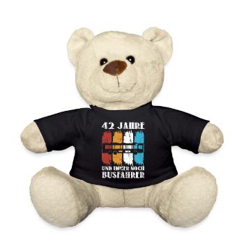 Busfahrer 42 Geburtstag Busfahren 42 Jahre Spruch - Teddy - Schwarz - Vorne