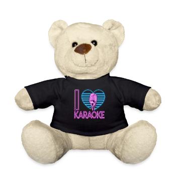 Karaoke Singer Heart 80s Retro I - Teddy Bear - black - Front