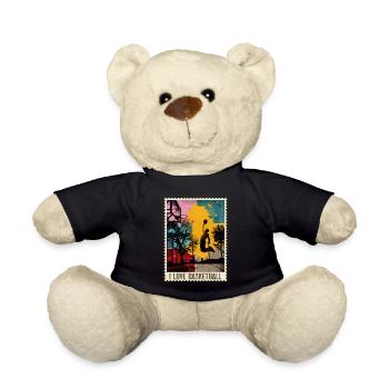 Basketball Basketballer Sport Briefmarke Bunt - Teddy - Schwarz - Vorne