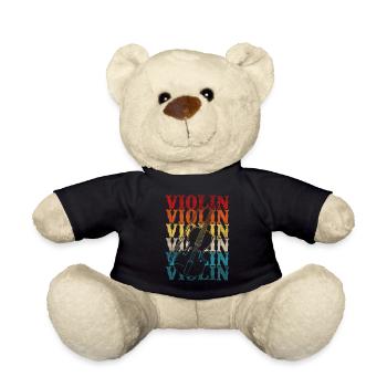 Violin Violinist Retro Vintage - Teddy Bear - black - Front